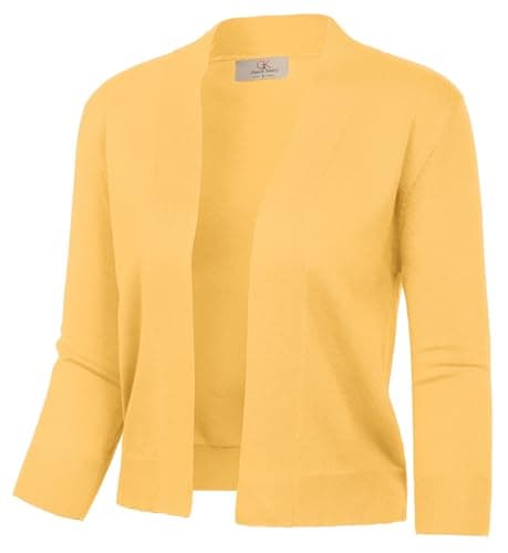GRACE KARIN Cardigan Sweaters for Women 2026 Lightweight Cropped Cardigans Open Front Shrug Bolero Yellow - Image 1