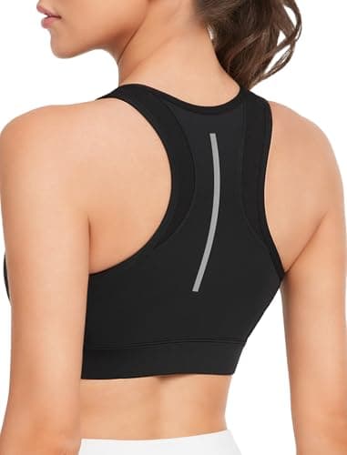 Yvette Front Zipper Sports Bras for Women High Support Color Blocking Plus Size Sports Bra High Impact for Running Workout,Black, S+ - Image 1