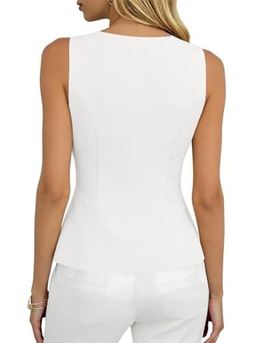 Yousify Womens Suit Vest Button Down Blazer Vest Tops 2026 Summer Sleeveless Tank Top Business Square Neck Waistcoat - Thumbnail 4