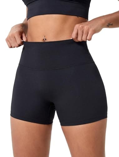 voenxe Women Workout Shorts,High Waisted Yoga Biker Short,Spandex No Front Seam Sports Gym Running Exercise Soft Short,2 Pack - Thumbnail 4