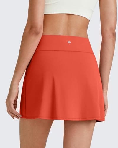 G4Free Golf Skirts for Women,Summer Soft Tennis Skorts with Pockets Ladies High Waisted Tummy Control Athletic Running Casual Short Skirt(Rust Orange,S) - Thumbnail 6