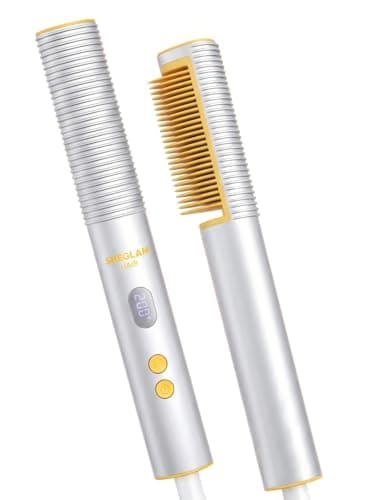 SHEGLAM Straightener Brush 3D Ionic Hair Straightening Brush with 24K Gold Heated Comb, Anti-Scald Design, 60s Fast Heat-Up, Auto-Off, Frizz Control, Sleek & Smooth Styling - Image 1