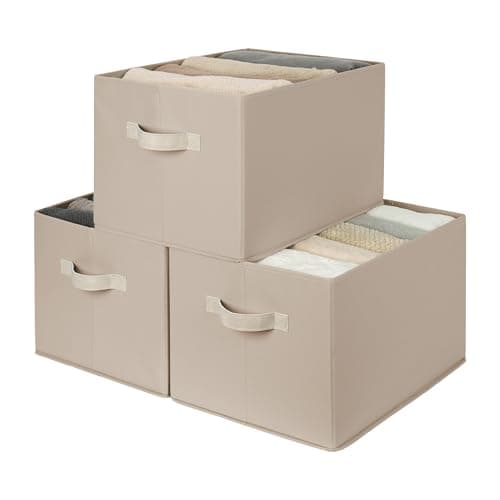 StorageWorks Storage Baskets for Shelves, Closet Organization and Storage Bins, Fabric Organizer Baskets for Clothes, Light Brown, 3-Pack, Extra Large - Image 1