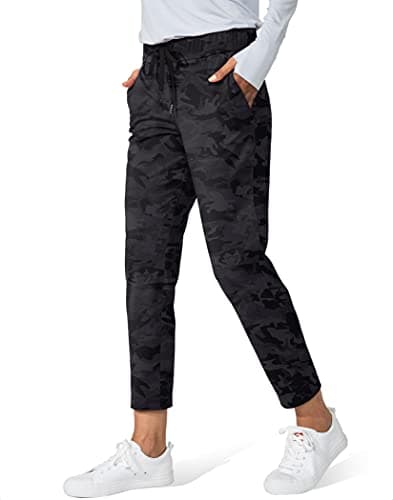 G Gradual Women's Pants with Deep Pockets 7/8 Stretch Sweatpants for Women Athletic, Golf, Lounge, Work (Black Camo, 3X-Large)
