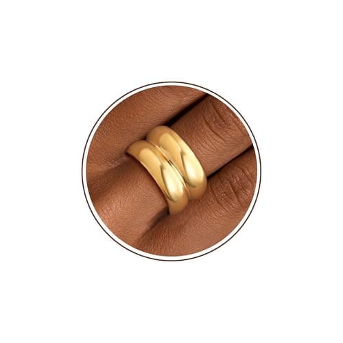 Sistble Gold Rings for Women Non Tarnish Birthday Gifts Chunky Gold Rings Size 6 Band Stackable Thick Pinky Ring Anniversary Retirement Gifts for Women Christmas Stockings Jewelry - Image 1