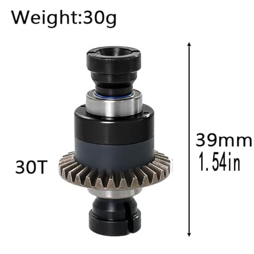 Assembled Differential 30T 0.8Mod for ARRMA 1/18 Granite GROM, Typhon GROM, 1/14 Mojave GROM, 1/12 Losi AWD RC Racecar, RC Front & Rear Universal Upgraded Metal Differential 2Pcs (Black/Black) - Thumbnail 2