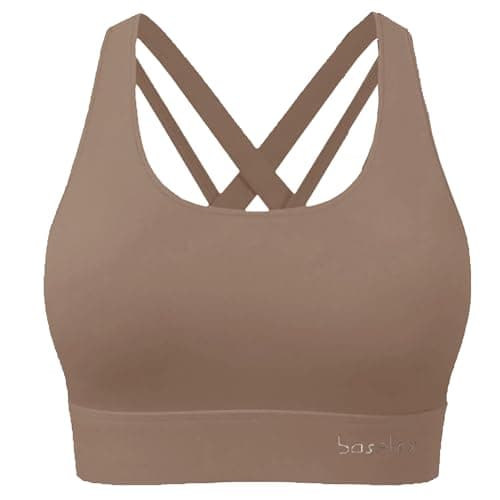 BaseTry High Impact Sports Bra for Women - Padded Seamless Support Bra for Yoga Gym Workout Fitness -High Support Running Bra (US, Alpha, Small, Regular, Regular, Mocha) - Image 1