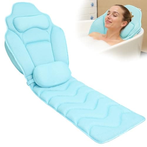 Full Body Bath Pillow for Bathtub - Extra Long 61’’ Bath Pillows for Tub, Ergonomic 4D Air Mesh Tub Pillow with Head, Neck & Lumbar Support, Bathtub Pillow Spa Cushion with Non-Slip Suction Cups - Image 1