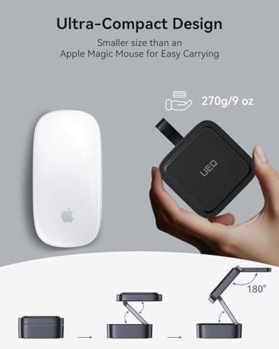 UEQ 3 in 1 Wireless Charging Station for Apple Devices,Compatible with MagSafe Charger Stand,Foldable Fast Travel Magnetic Wireless Charger for iPhone 17 Air 16 15 14 13 12,Apple Watch&AirPods Pro - Thumbnail 2