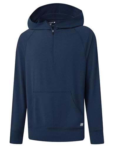 M MAELREG Mens Hoodie Pullover Performance Dry Fit Lightweight Quarter Zip Workout Sport Golf Hooded Sweatshirt Men Cobalt Heather