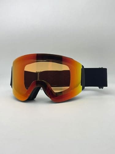 YondestStars Flip Up Ski Goggles, OTG Snow Goggles, Clamshell Anti Fog UV Protection Interchangeable Lens, Snowboard Goggles for Adult Men Women Youth - Orange Lens(VLT 58%) - Image 1