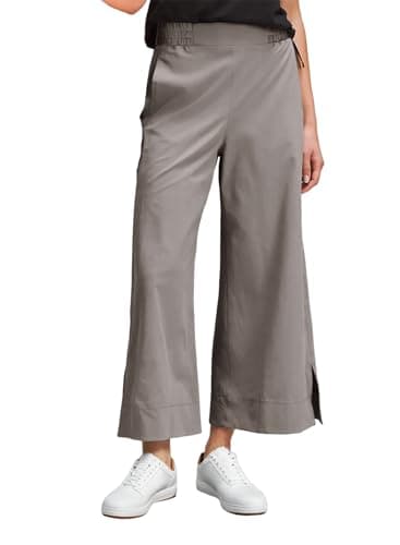 Dokotoo Womens Quick Dry High Waist Elastic Wide Leg Pants for Women Lightweight Straight Leg Baggy Pants Casual Split Side Insert Pocket Womens Trousers Outfit Gray - Image 1