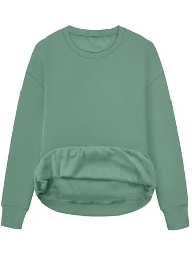 STOLKISS Women Casual Sweatshirt Long Sleeve Crew Neck Fleece Lined Sweatshirt Elastic Cuffs Comfy Fall Winter Pullover Gray - Image 1