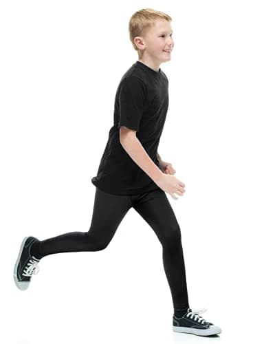 Roadbox Boys Compression Pants Youth Quick Dry Spandex Tights Leggings for Running Football Basketball White - Thumbnail 2