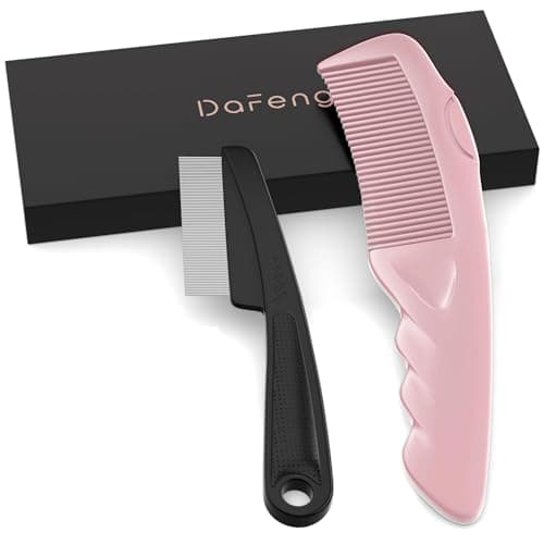 Dafeng Dandruff Comb 2PC Upgraded Fine Tooth Scalp Detox Comb Sweep & Massage Lice Stainless Steel Scalp Detoxing Hair Brush Tool Hair Care for Women, Men & Kids (Pink) - Image 1