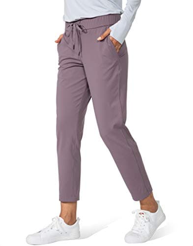G Gradual Women's Pants with Deep Pockets 7/8 Stretch Sweatpants for Women Athletic, Golf, Lounge, Work (Dusty Purple, XX-Large)
