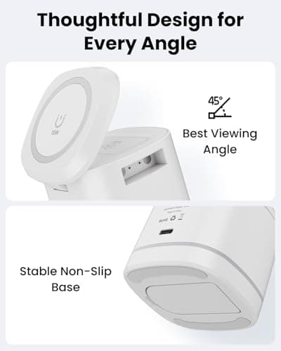 Gitryin Magnetic Wireless Charger Stand for Apple Devices, 3 in 1 Travel Charging Station, 15W Foldable Charging Dock for iPhone 17/16/15/14/13/12, Apple Watch Ultra, AirPods 4 3 Pro - Thumbnail 4