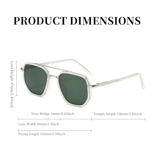 BOBUXLIIN Retro Trendy Womens Aviator Sunglasses Square Polarized UV Protection Sunglasses Women Tangle Free Vintage - Thumbnail 6