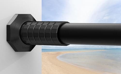 ZYLQOVISK Outdoor Curtain Rod 51-168 In, Extra Long Tension Curtain Rod No Drilling for Patio, Bathroom, Window, Adjustable Heavy Duty Tension Rod Never Rust, Spring Shower Rod Diameter 1.26 In, Black