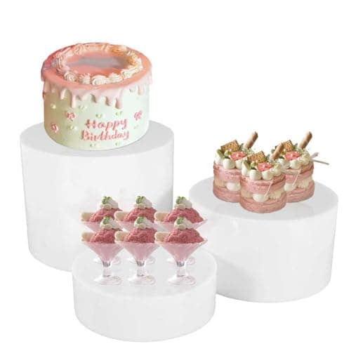 3Pcs Buffet Risers, Food Risers for Buffet Table, Display Stand Shelf for Party Catering Dessert Jewelry Collectibles , Different Size White Acrylic Cube Boxes Nesting Risers Food Display with Hollow Bottoms - Image 1