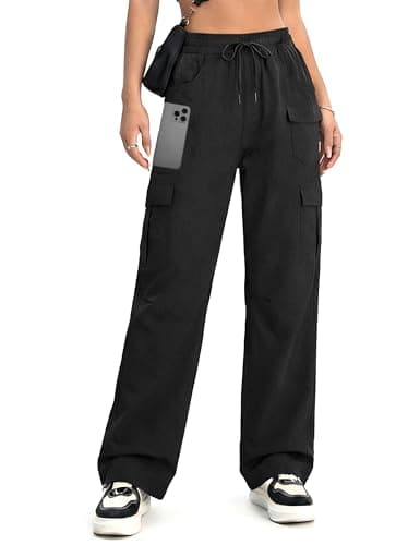 KPSUN Women's Cargo Pants 28" Lightweight Quick Dry Casual Travel Pant Streetwear for Work Hiking Outdoor with 8 Pockets(Black XXL) - Image 1