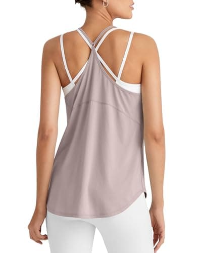 G4Free Workout Tank Tops for Women Spaghetti Strap Running Athletic Loose Fit Yoga Top Active Pilates(Gray Lilac,XS) - Image 1