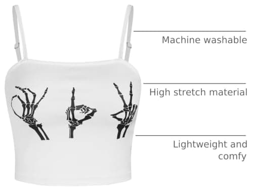 ZAFUL 2024 Halloween Costumes Fall Skeleton Sleeveless Crops Tops Shirts Womens Graphic Trendy Sexy Going Out Cami Tank Top - Thumbnail 4