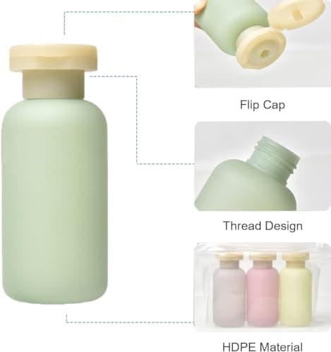 3.4oz Travel Shampoo Bottle with Flip Cap, Leak Proof Plastic Squeeze Bottles, Reusable Empty Travel Shampoo and Conditioner Bottles for Creams, Lotion, Foundation, Conditioner (Forest Series, 4Pcs) - Thumbnail 2