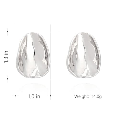 Milan Chiva 14K Chunky Sliver Earrings for Women Trendy Silver Stud Statement Jewelry MCE-1021SL - Thumbnail 5