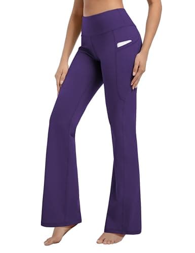BUBBLELIME 29"/31"/33"/35"/37" Women's Bootcut Yoga Pants Tummy Control Flared with Side Pockets- Bootleg Side Pockets_PURPLISHBLUE XL_29" Inseam - Image 1