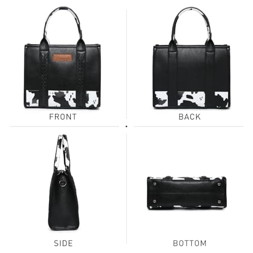 VANSARTO Cow Print Tote Bag for Women Western Top Handle Handbags Satchel Bag Shoulder Purse with Guitar Strap - Thumbnail 4
