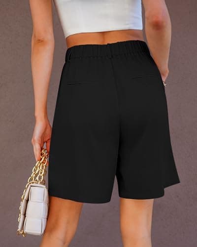 luvamia Womens Shorts with Pockets Dressy Shorts for Women Womens Black Shorts Summer Shorts for Womens Dressy Shorts Shorts Women High Waist Size Large Size 12 14 - Thumbnail 2