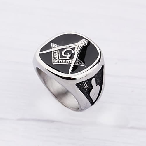 YLWJSP Freemason Gifts Biker Rings Masonic Master Mason Ring Freemason Signet Style Jewelry Mason Signet Band Jewelry (Masonic Rings S 9) - Thumbnail 5