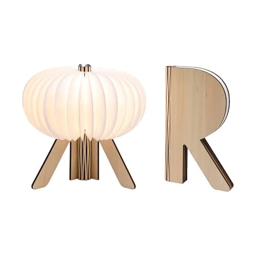 Ba suns R-Shape Pumpkin Table Lamp with Touch & Remote Control | 3-Color Dimmable | Rechargeable 1200mAh Portable Night Light | Ideal Gift for Home & Outdoor Decor (Maple) - Image 1