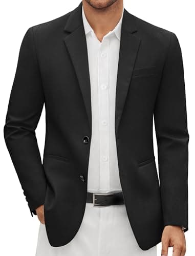 Vssjavun Mens Casual Sport Coats Slim Fit 2 Button Lightweight Suit Jacket Dinner Sport Blazer Jacket Black