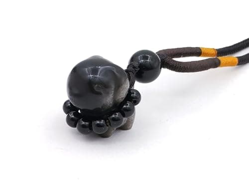 FUDIDU Dog with Collar Obsidian Charm Necklace, Adjustable 16-25 Inch Cord, Unisex, Pet Lover Gift Idea, Healing Crystal Pendant for Protection, Trendy Layered Necklaces for Animal Lovers Dainty gift - Image 1