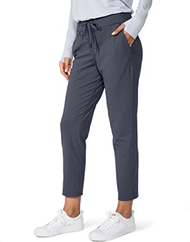 G Gradual Women's Pants with Deep Pockets 7/8 Stretch Sweatpants for Women Athletic, Golf, Lounge, Work (Dark Grey, Large)