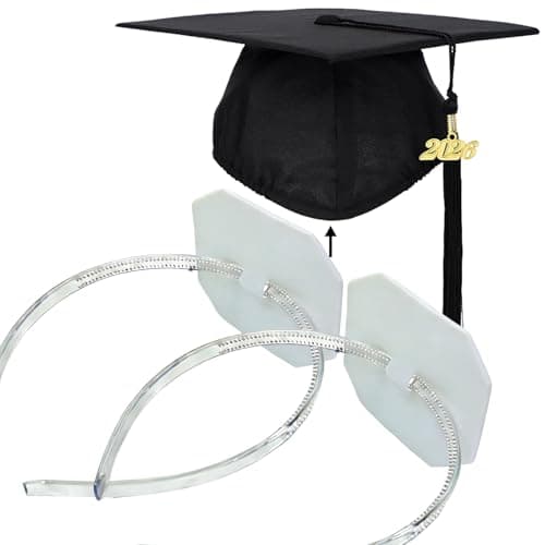 Packyouth Graduation Cap Headband Insert Anti-Fall Firm Hairband with Adhesive Insert Graduation Hat Headband Holder for Graduates, Students,Women (1, Clear White) - Image 1