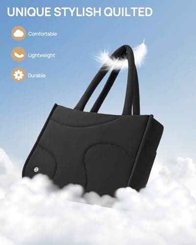 Telena Tote Bag for Women Puffer Bag Quilted Carryall Shoulder Handbag Lightweight for Travel Work Gym Black - Thumbnail 5