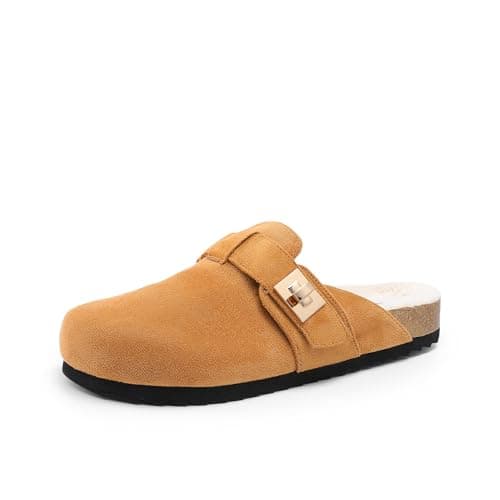 DREAM PAIRS Women's Clogs for Women Mules Cork Footbed Slip-On Shoes with Arch Support,Size 6,Brown-Furry,SDML2406W - Image 1
