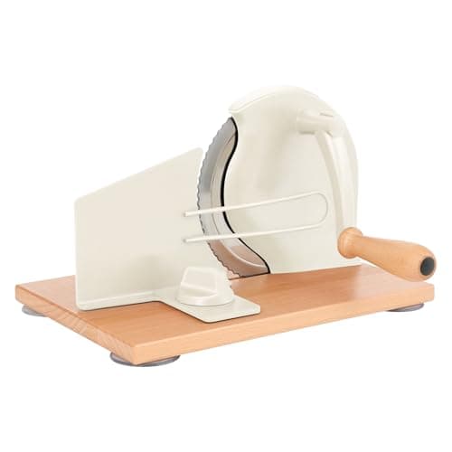 CAWIU Manual Bread Slicer with Hand Crank- Adjustable Thickness Bread Cutter for Even Slices, Perfect for Homemade Sourdough, Sandwich, and More, Cream - Image 1