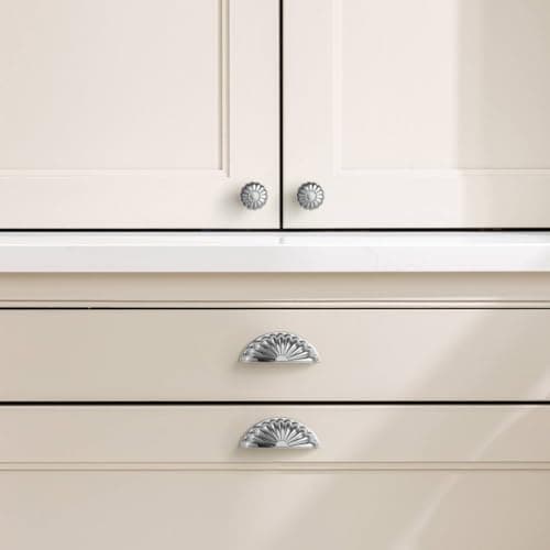 YAGU 10 Pack Round Polished Chrome Kitchen Cabinet Knobs 1-1/5 Inch Bright Silver Sunflower Dresser Drawer Knob Furniture Hardware Pulls for Closet Cupboard Wardrobe - Thumbnail 4