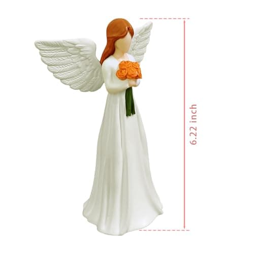 AURIFEROUS Angel Statue, Guardian Angel Figurine Handheld Flower for Women, Gift for Mothers Day, Birthday, Valentines Memorial & Sympathy, Home Decor Sculpture - Thumbnail 6