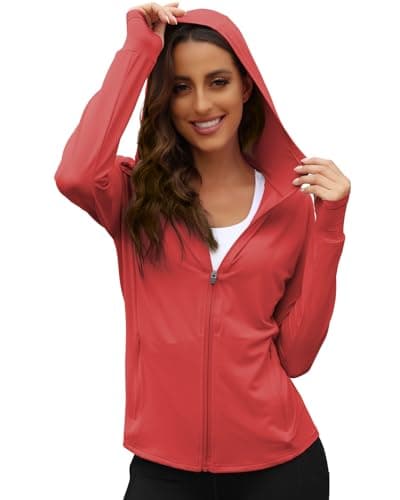 We1Fit Womens UPF 50+ Athletic Jackets Lightweight UV Protection Zip Up Hoodie Shirts Long Sleeve Workout Jacket - Thumbnail 2