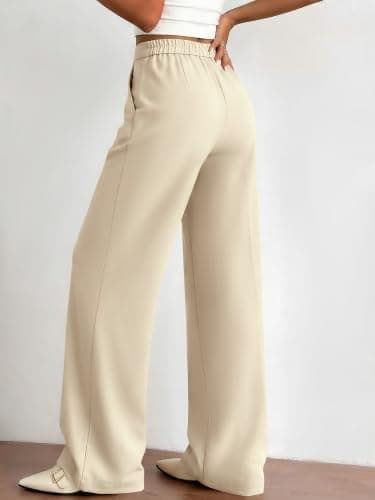 BTFBM Womens Dress Pants 2026 Fall Wide Leg High Waisted Long Palazzo Pants Business Casual Work Trousers Slacks Pockets(Beige, XX-Large) - Thumbnail 3