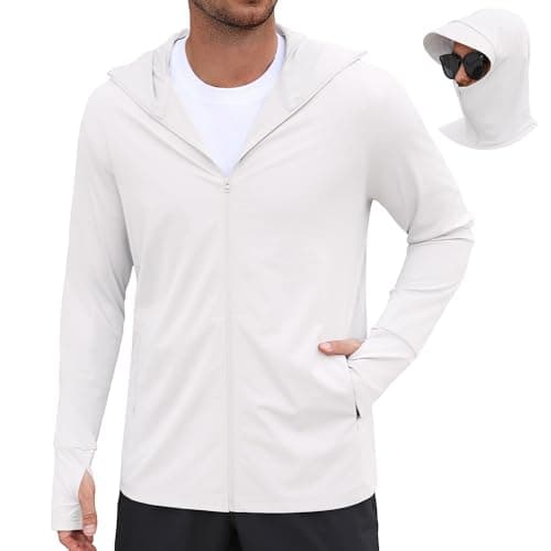 COOFANDY Men UV Jacket Sun Protection for Men Zip Up Lightweight Sun Hoodie Long Sleeve Sun Shirt Running Fishing Hiking White - Image 1