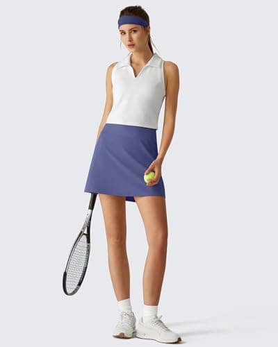 G4Free Skirts for Women with Inner Pockets High Stretch Built-in Shorts Summer A Line Tennis Skirts Stretchy Athletic Skort(Dusky Purple,XS) - Thumbnail 6
