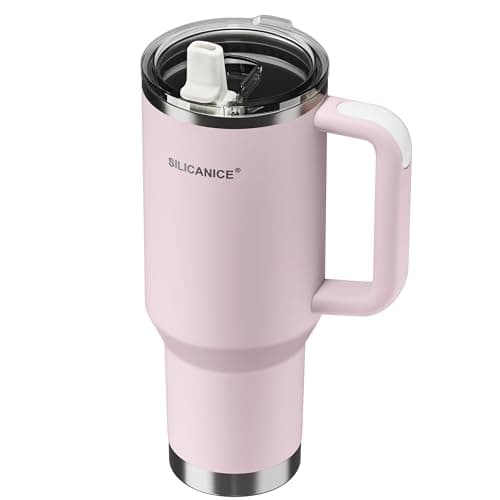 SILICANICE For Travel & Gym – Never Drink from a Moldy Lid Again: 40oz Hygienic Tumbler, 100% Leakproof Lid & Removable Foldable Spout. Reinforced Base, Fits Cup Holders - Pink Sand - Image 1