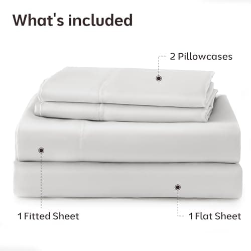 ChicView King Luxury Satin Sheet Set,4 Pieces Ultra Cooling Silky Feel Breathable Bedsheets, 16 Inch Deep Pockets Bed Sheets,Good for Hair & Skin, Light Gray - Thumbnail 6