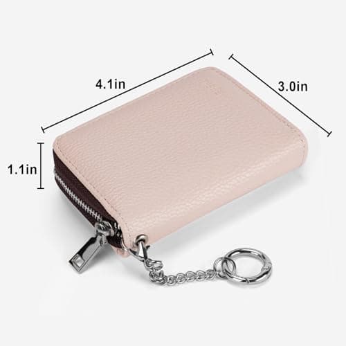 Mayski Credit Card Holder, Zipper Credit Card Wallet for Women, Small Accordion Card Cases Holder, KeyChain Wallet, Business Card Holder, Beige - Thumbnail 5